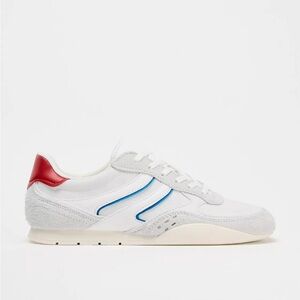 Zara White and Red Sneakers with Blue Accents